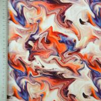 ♕ Orange-lachs-lila Jersey Marble Waves Wellen 50 x 150 cm Nähen Elastisch ♕ Bild 5