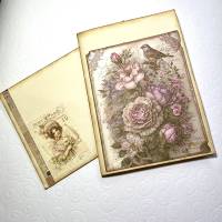 Grußkarte Glückwunschkarte Vintage Rosengarten Bild 1