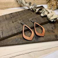 Holz Ohrringe aus Rosenholz mit Edelstahl Bild 1
