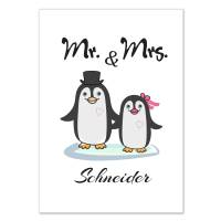 Poster Mr. & Mrs. | Personalisiert mit Namen | Geschenk für Paare | zum Valentinstag | Hochzeit | Pinguin 175 Bild 2