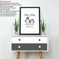 Poster Mr. & Mrs. | Personalisiert mit Namen | Geschenk für Paare | zum Valentinstag | Hochzeit | Pinguin 175 Bild 3