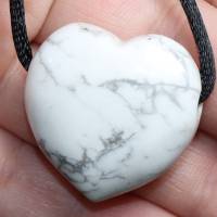 Magnesit (Herz) | Halskette mit Band oder Silber 925 --- Stein-Größe: 29 x 30 mm Bild 1