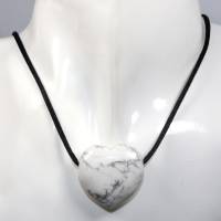 Magnesit (Herz) | Halskette mit Band oder Silber 925 --- Stein-Größe: 29 x 30 mm Bild 2