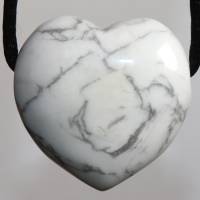 Magnesit (Herz) | Halskette mit Band oder Silber 925 --- Stein-Größe: 29 x 30 mm Bild 4