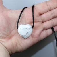 Magnesit (Herz) | Halskette mit Band oder Silber 925 --- Stein-Größe: 29 x 30 mm Bild 8