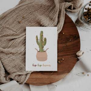 Geburtstagskarte "Hip Hip Hurra" Kaktus - A6 Postkarte Geburtstag - Grußkarte Party Kaktus Bild 1