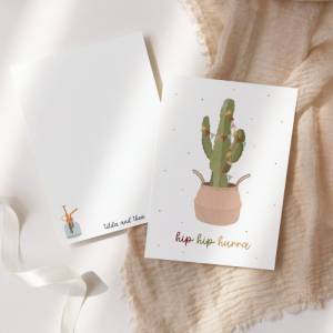 Geburtstagskarte "Hip Hip Hurra" Kaktus - A6 Postkarte Geburtstag - Grußkarte Party Kaktus Bild 7