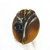 Vintage Brosche Black Rose aus Kupfer aus den 70er Jahren Bild 1