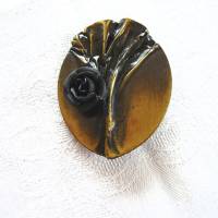 Vintage Brosche Black Rose aus Kupfer aus den 70er Jahren Bild 10