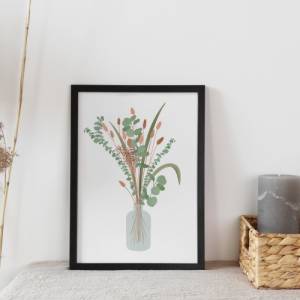 Blumenstrauß Poster A5 / A4 / A3 - Trockenblumenstrauß Illustration als Print - Wanddekoration minimalistisch floral Bild 3