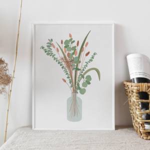 Blumenstrauß Poster A5 / A4 / A3 - Trockenblumenstrauß Illustration als Print - Wanddekoration minimalistisch floral Bild 5