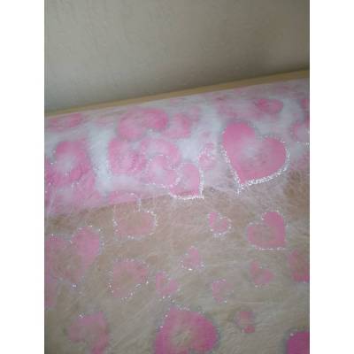 Tischband mit rosa Herzen 25cm breit  zum basteln Dekorieren Organza - Kindergeburtstag - Schulanfang Babyparty