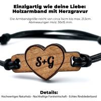 Personalisiertes Holzarmband mit Herzgravur - Einzigartig & handgefertigt in Deutschland Bild 3