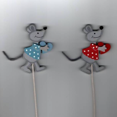 2 Stück Stecker Geschenkidee Valentinstag - Herz  Liebe -  Maus für den  Blumenstrauß zum basteln , dekorieren