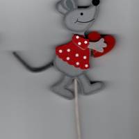 2 Stück Stecker Geschenkidee Valentinstag - Herz  Liebe -  Maus für den  Blumenstrauß zum basteln , dekorieren Bild 2