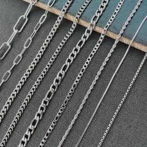 Edelstahl 316 Halskette unisex moderne Silberkette Kubanische Kette Gliederkette Figarokette Boxkette Schlangenkette Kas Bild 3