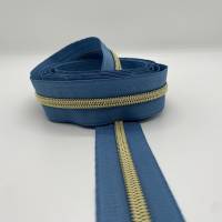 Reißverschluss Golden Star, jeansblau mit hellgoldener Spiralraupe, breit Bild 4