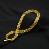 edle Damenhalskette aus 24ct vergoldetem Draht und passenden goldfarbenen Magnetverschluss Bild 2