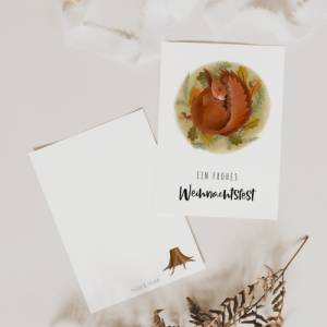 Weihnachtskarte Eichhörnchen A6 weihnachtliche Grußkarte Eichhörnchen im Winterschlaf - Postkarte Kinder - Weihnachten W Bild 1