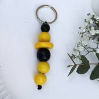 Schlüsselanhänger Taschenanhänger Holzperlen schwarz gelb #2 Bild 6