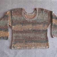 Einzigartiger Netz-Pullover aus Garn mit Viskose und Leinen, Shirt, Überwurf, Pulli, Tunika, gehäkelt Bild 4