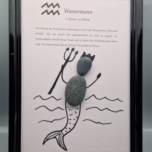 Steinbild mit Sternzeichen aus Kieselsteinen - Steinbock, Wassermann oder Fische Bild 4