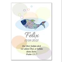 Poster mit Namen Personalisiert mit Taufspruch Geschenk Junge Mädchen Geburt Taufe Fisch DinA4 nr22 Bild 5