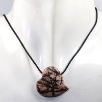 Rhodonit (Herz) | Halskette mit Band oder Silber 925 --- Stein-Größe: 29 x 32 mm Bild 2