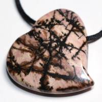 Rhodonit (Herz) | Halskette mit Band oder Silber 925 --- Stein-Größe: 29 x 32 mm Bild 4