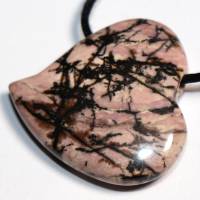 Rhodonit (Herz) | Halskette mit Band oder Silber 925 --- Stein-Größe: 29 x 32 mm Bild 5