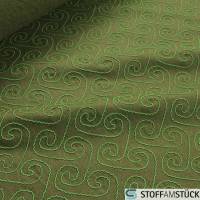 Stoff Wolle Polyamid grün Stickerei Mäander angeraut JAB WE7154/030 Decke Bild 2