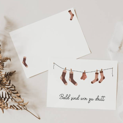 Postkarte Schwangerschaft Ankündigung - A6 Karte "Bald sind wir zu dritt" - Wir werden Eltern - Karte Oma Opa