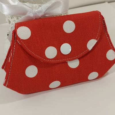 Rockabilly Krimskram-Täschchen – Weiß gepunktet auf Rot, Fifties-Stil, Handgemacht
