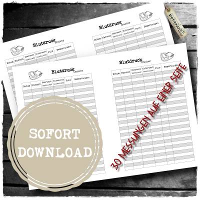 Blutdruck-Tracker 2.0 - Din A5 - 30 Messungen pro Seite