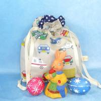 Stabiler Krimskramsbeutel für Kinder (M) mit bunten Autos | Spielzeugbeutel | Geschenkbeutel für Ostern Bild 4