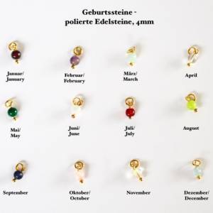 Personalisierbare Ohrringe Geburtsstein Creole / Personalisiertes Geschenk / Geschenk für Sie / Edelstein Ohrringe Bild 2