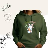 Hoodie Damen- Sweater mit Kängurutasche & einzigartigen Prints ,,Hello Spring'' Bild 1