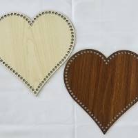 Korbboden aus Holz in Herzform, Holzzuschnitte, Valentistag, Holzboden zum Umhäkeln in verschiedenen Farben und Größen Bild 1
