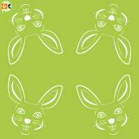 Eine Lunchserviette Osterhase, lustige Serviette zu Ostern mit Hasengesicht Weiß auf Grün Bild 2