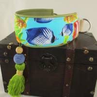 Windhundhalband "Blaue Lagune" Hundehalsband Halsband Windhund Galgo Podenco Zugstopp Bild 2