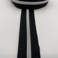 Reißverschluss Silver Star, schwarz mit silberner Spiralraupe, breit Bild 5