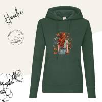 Hoodie Damen- Sweater mit Kängurutasche & einzigartigen Prints ,,Butterfly Girl'' Bild 4