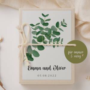 Geschenkschachtel Hochzeit Eukalyptus Zweig - Geldgeschenk Hochzeit Eukalyptus - Geldgeschenk Brautpaar - personalisiert Bild 3