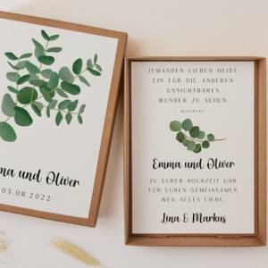 Geschenkschachtel Hochzeit Eukalyptus Zweig - Geldgeschenk Hochzeit Eukalyptus - Geldgeschenk Brautpaar - personalisiert Bild 8