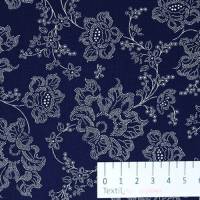 Baumwollgewebe Blaudruck, große Blumen, 150 cm breit, Meterware, Preis pro 0,5 lfdm Bild 1