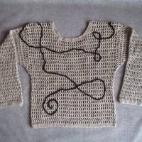 Einzigartiger Netz-Pullover aus Garn mit Viskose und Leinen, Shirt mit Freeformapplikation, Shirt, Pulli, Tunika Bild 7