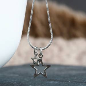 Kette Edelstahl Stern Schlangenkette mit kleinem Sternenhimmel eine massive wasserfeste Kette als Geschenk für Stargirls Bild 3