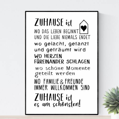 Weihnachtsgeschenk Geschenk Freunde Freundin Poster Zuhause Familie - Geschenk Einzug Umzug- Wünsche zum Einzug