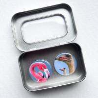 2 Magnete in der Box, Kühlschrankmagnet, Küche, Rezepthalter, witzige Magnete, Button Magnete, runde Magnete, Geschenk Büro,kleines Geschenk Bild 1