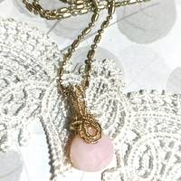 pink Opal Tropfen Mini Anhänger pastell wirework handgewebt Kette Brautschmuck Bild 7
